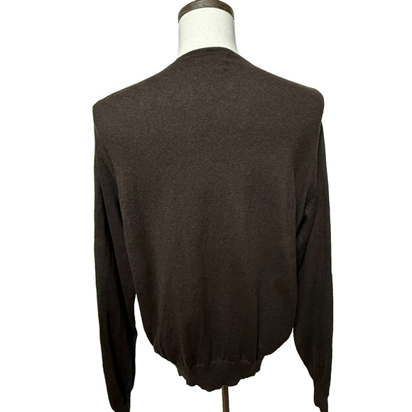 Sebastian Cooper Sweater Mens Cashmere Blend Large Brown Tan Argyle Preppy - Picture 2 of 10